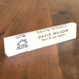 Modern Minimalist Real Estate agent Nameplate