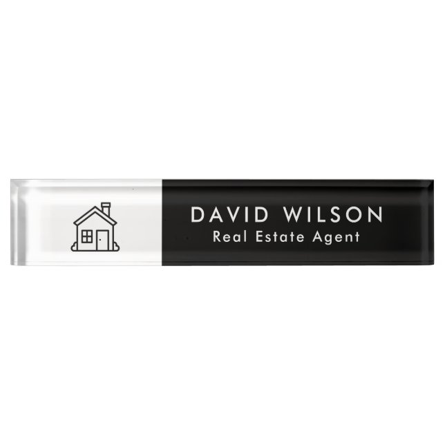 Modern Minimalist Real Estate Desk Name Plate (Front)