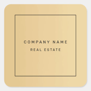 Modern Minimalist Real Estate Golden Square Sticker