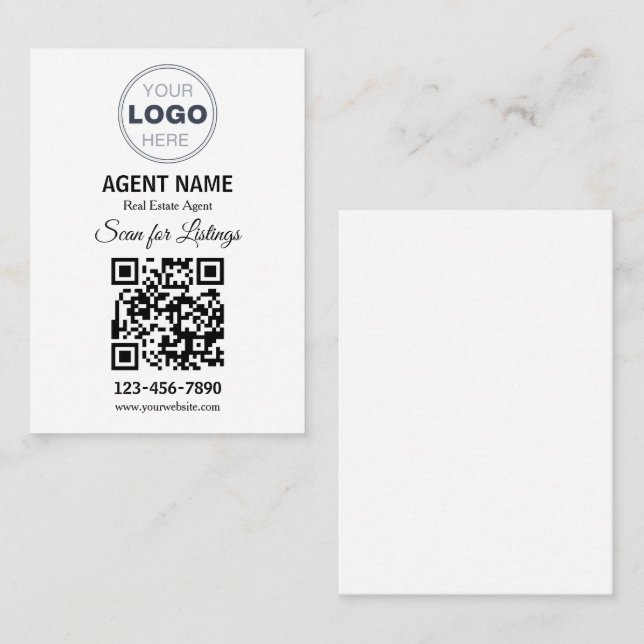 Modern Minimalist Real Estate Listing Scan Business Card (Front/Back)