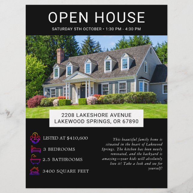 Modern Minimalist Real Estate Open House Flyer (Front)