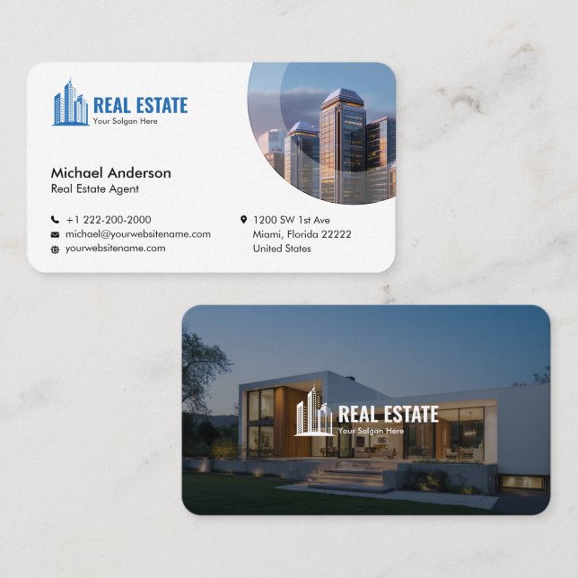 Modern Minimalist Real Estate Photo Business Card (Front/Back)