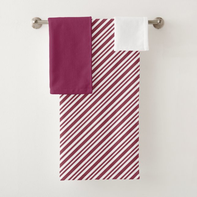 Modern Minimalist Red and White Stripes   Bath Towel Set (Insitu)