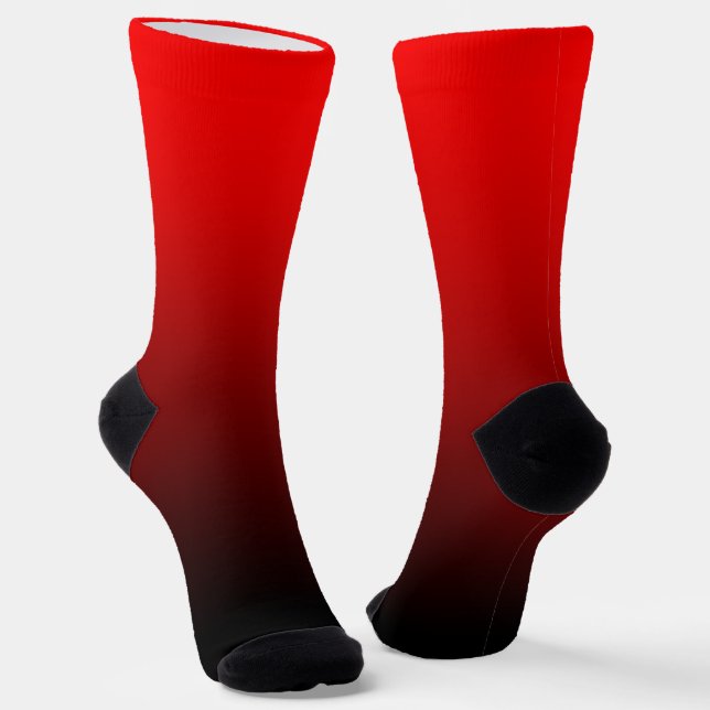 Modern Minimalist Red Black Gradient Socks (Angled)