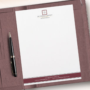 Modern Minimalist Red Border Business Logo Custom Letterhead