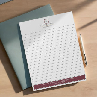 Modern Minimalist Red Border Logo Business Notepad