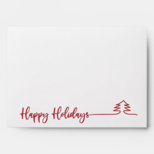 Modern minimalist red calligraphy Happy Holidays Envelope