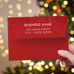 Modern Minimalist Red Christmas Return Address Envelope