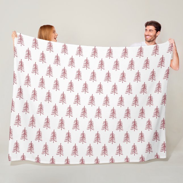 Modern Minimalist Red Christmas Tree  Fleece Blanket (In Situ)