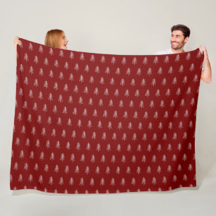 Modern Minimalist Red Christmas Tree Pattern Fleece Blanket