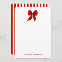 Modern Minimalist Red Coquette Bow & Stripes