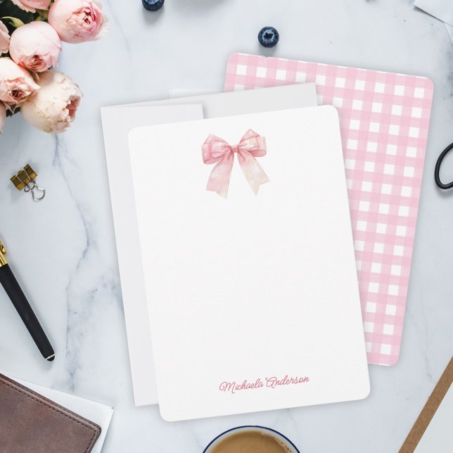 Modern Minimalist Red Coquette Bow & Stripes Card (Creator Uploaded)