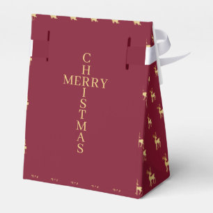 Modern Minimalist Red & Golden Reindeer Christmas  Favour Box
