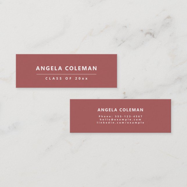 Modern Minimalist Red Graduation Name Card (Front/Back)