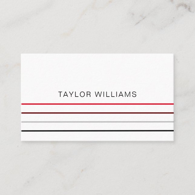 Modern Minimalist Red Lines Professional Business Card (Front)