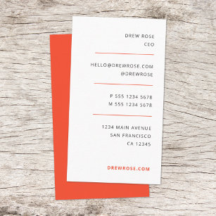 Modern Minimalist Red Orange Stylish Vertical Business Card