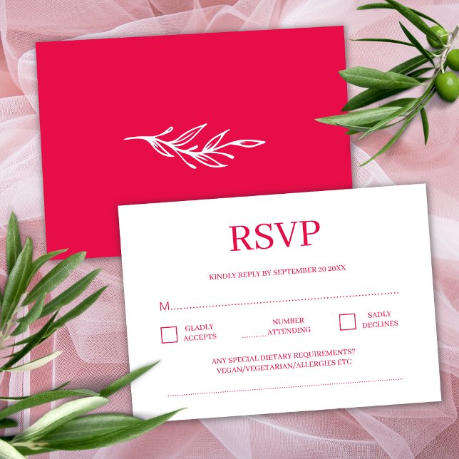 Modern Minimalist Red Rose Wedding RSVP Enclosure Card (Creator Uploaded)