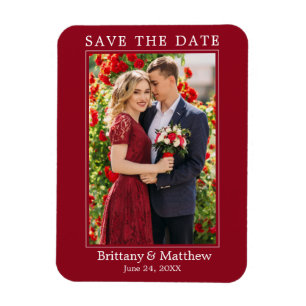 Modern Minimalist Red Save the Date Magnet