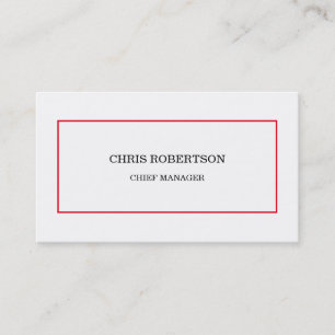 Modern Minimalist Red White Business Card