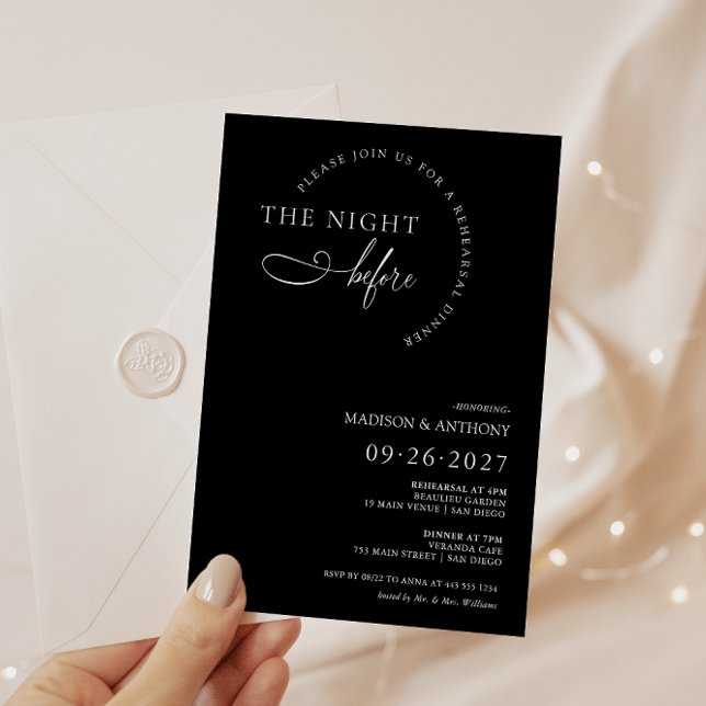 Modern & Minimalist Rehearsal Dinner Black Invitation (Creator Uploaded)