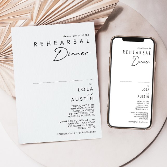 Modern Minimalist Rehearsal Dinner Invitation (Creator Uploaded)