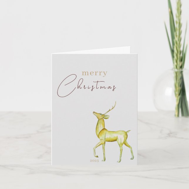 Modern Minimalist Reindeer Corporate Christmas Card (Front)