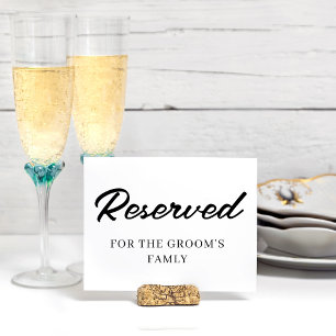 Modern Minimalist Reserved Wedding Personalised Table Number