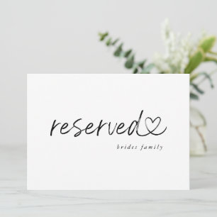 Modern Minimalist Reserved Wedding Sign