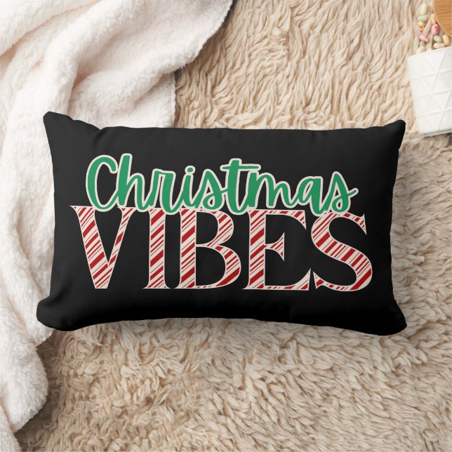 Modern Minimalist Retro Christmas Vibes Candy Cane Lumbar Cushion (Blanket)