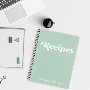 Modern Minimalist Retro Typography Green Recipe  Notebook