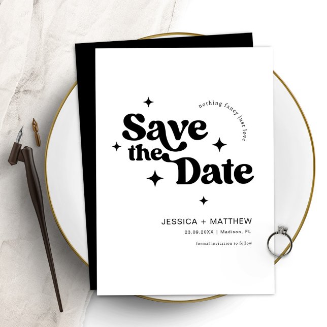 Modern Minimalist Retro Typography Save The Date (Creator Uploaded)