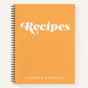 Modern Minimalist Retro Typography Yellow Recipe   Notebook