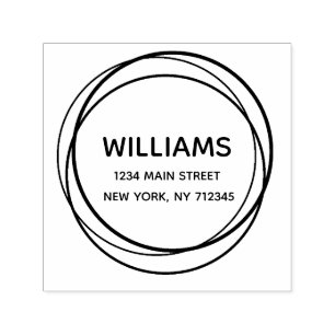 Modern minimalist return address family name self-inking stamp