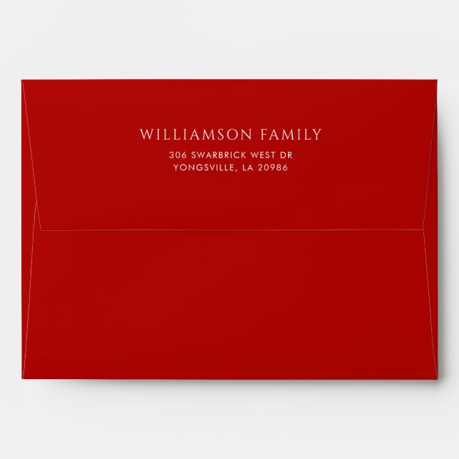 Modern Minimalist Return Addressed Custom Envelope (Back (Top Flap))