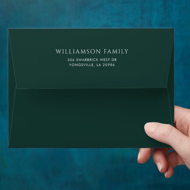 Modern Minimalist Return Addressed Custom Green Envelope (Hand)