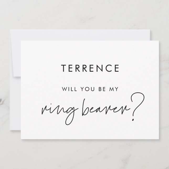 Modern Minimalist Ring Bearer proposal card (Front)