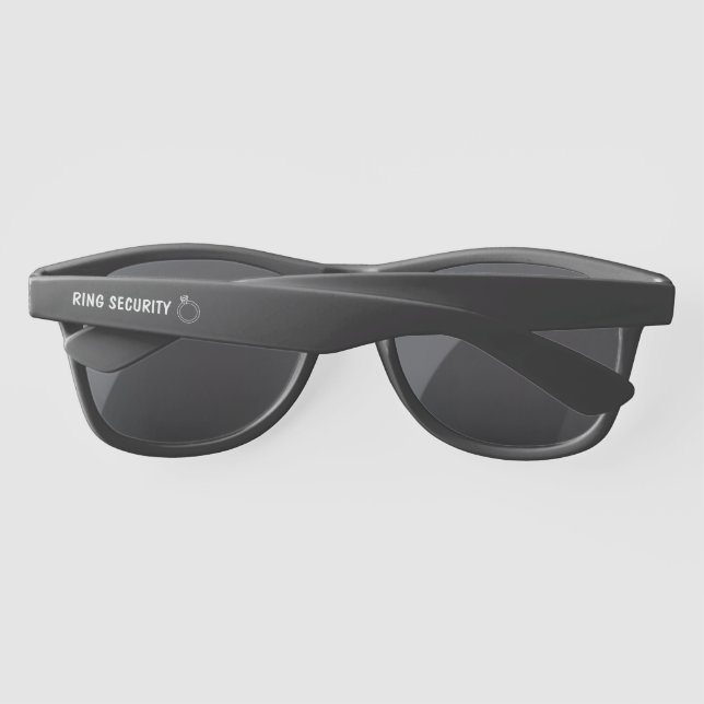  Modern Minimalist Ring Security Badge Wedding Sunglasses (Back)