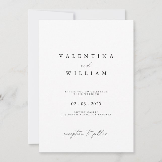 Modern Minimalist Romantic Script Photo Wedding  Invitation (Front)