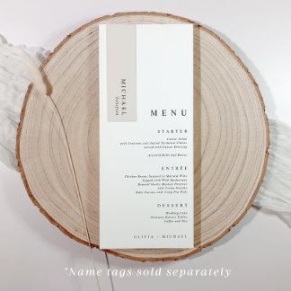 Modern Minimalist Room for Name Tags Wedding Menu