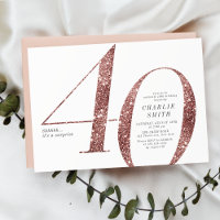 Modern minimalist rose gold glitter 40th birthday