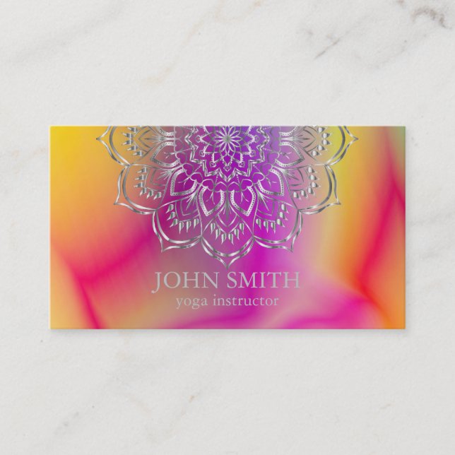 Modern Minimalist Rose Gold Lotus Yoga Instructor Business Card (Front)