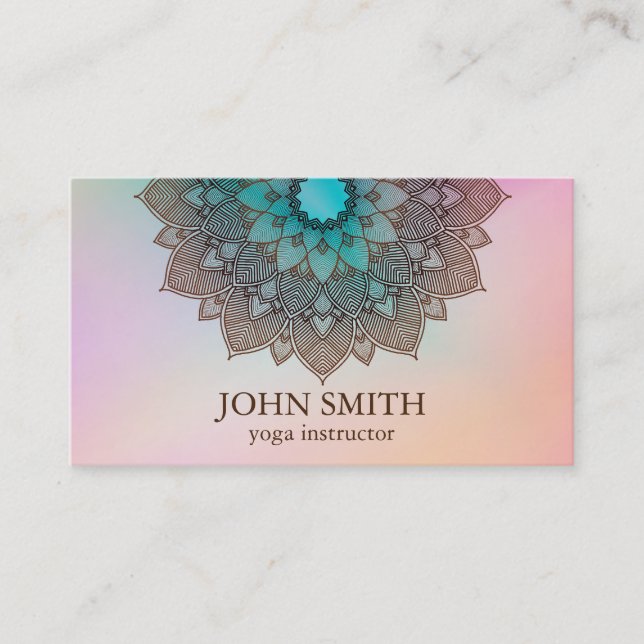 Modern Minimalist Rose Gold Lotus Yoga Instructor Business Card (Front)