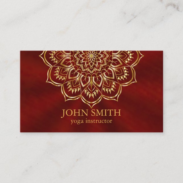 Modern Minimalist Rose Gold Lotus Yoga Instructor Business Card (Front)