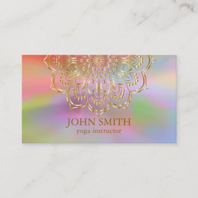 Modern Minimalist Rose Gold Lotus Yoga Instructor  Business Card (Front)