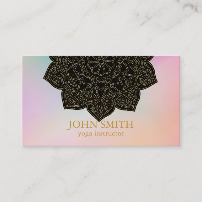 Modern Minimalist Rose Gold Lotus Yoga Instructor Business Card (Front)