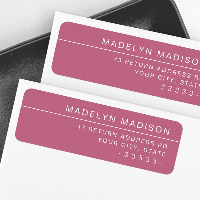 Modern minimalist rose mauve return address label (Modern minimalist rose mauve return address label)