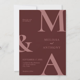 Modern Minimalist Rosewood Wedding Invitation