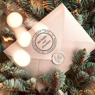 Modern Minimalist Round Couple Family Name Self-inking Stamp