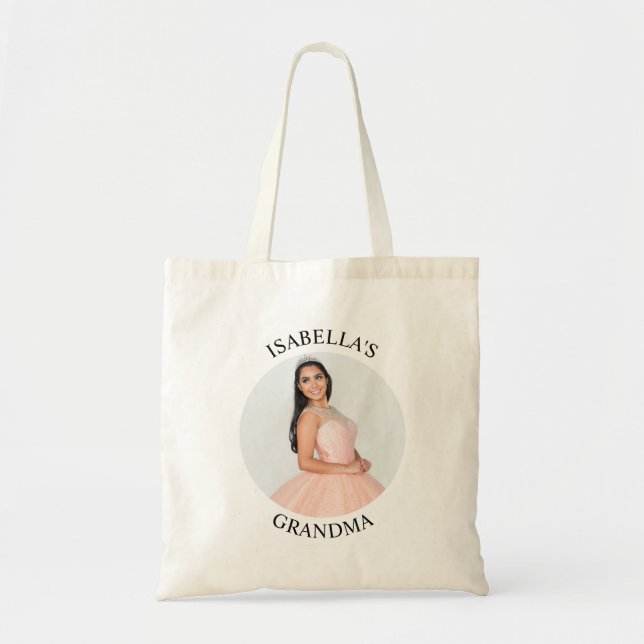 Modern Minimalist Round Photo for Grandma Tote Bag (Front)