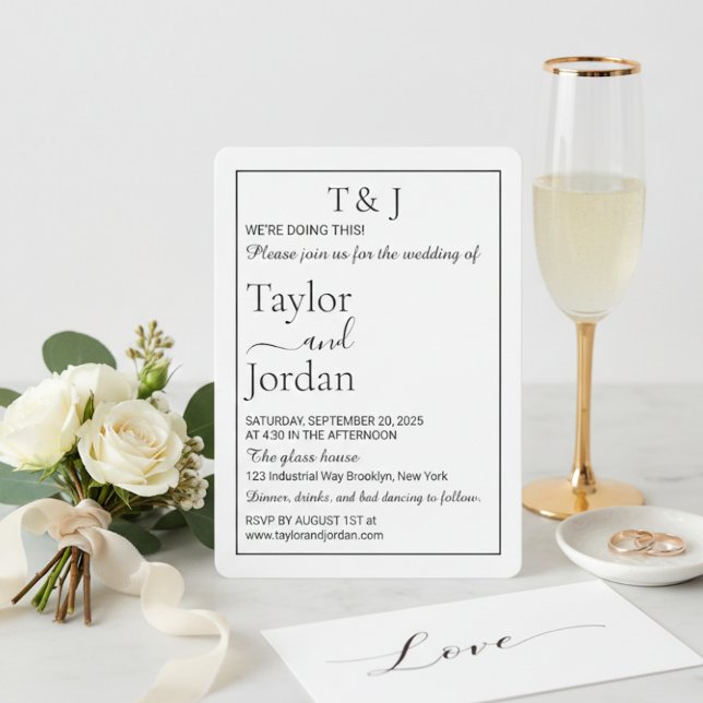 Modern Minimalist Rounded Corner Black & White Invitation (Creator Uploaded)